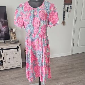 KorMei Floral Pink and Blue Women's Dress, BNWT, Size X-Large, Smoke Free Home